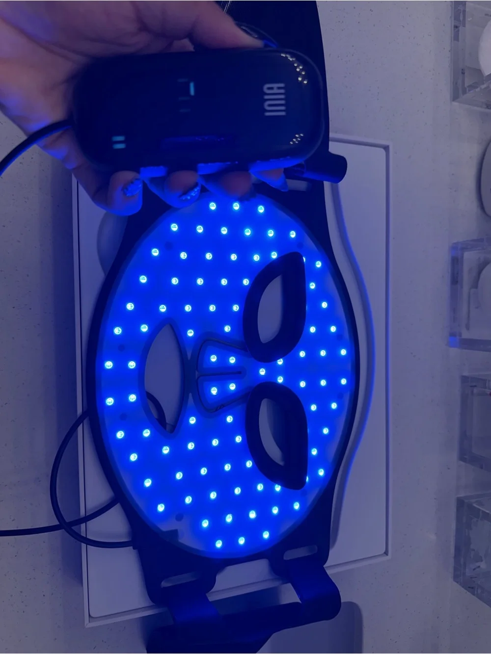 INIA Black & Gold LED Facial Mask for Women - Home Skincare Device